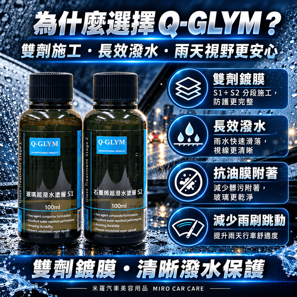 Q-GLYM 雙劑玻璃鍍膜 S1+S2 200ml_3為什麼選擇 Q-GLYM