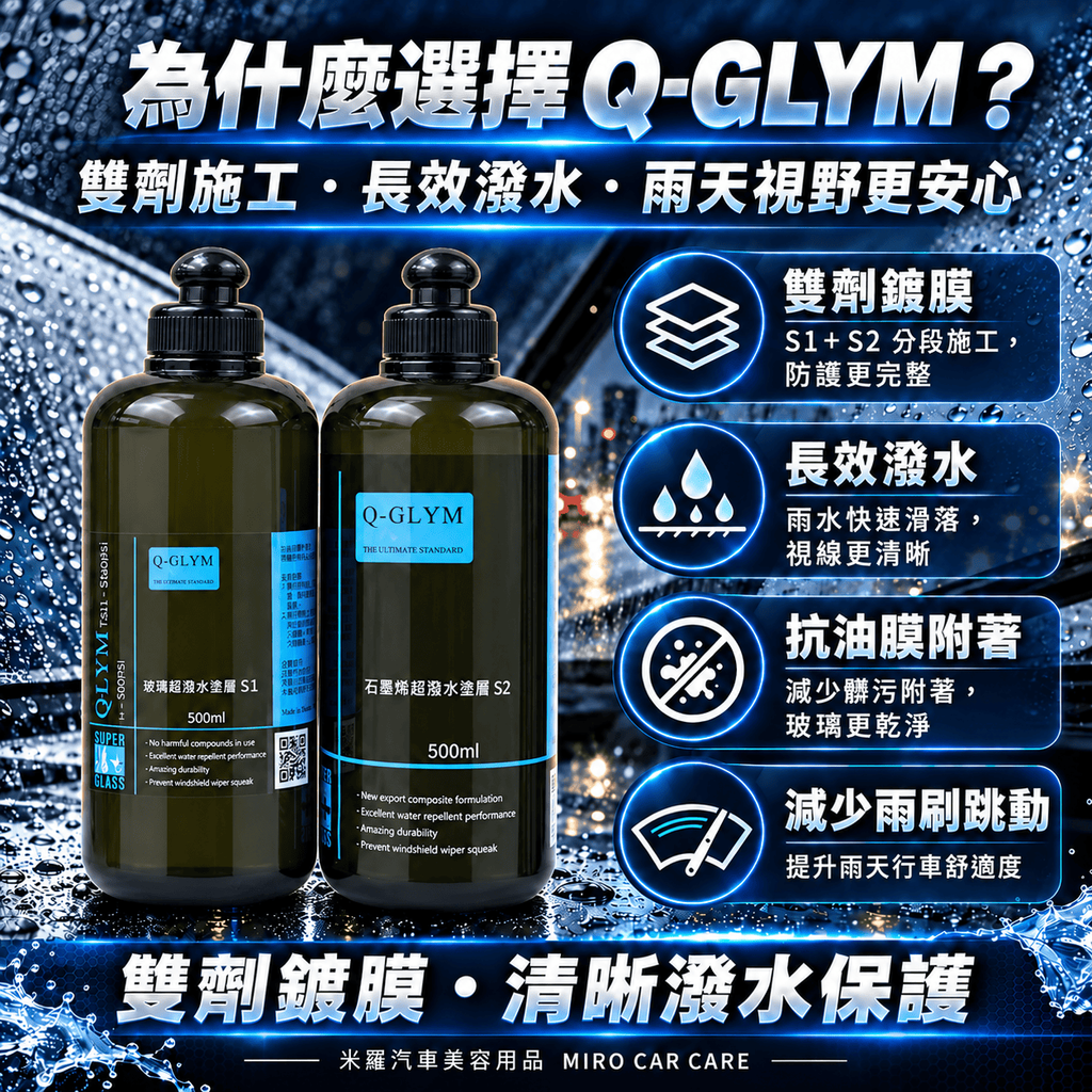 Q-GLYM 雙劑玻璃鍍膜 S1+S2 1000ml_3為什麼選擇 Q-GLYM