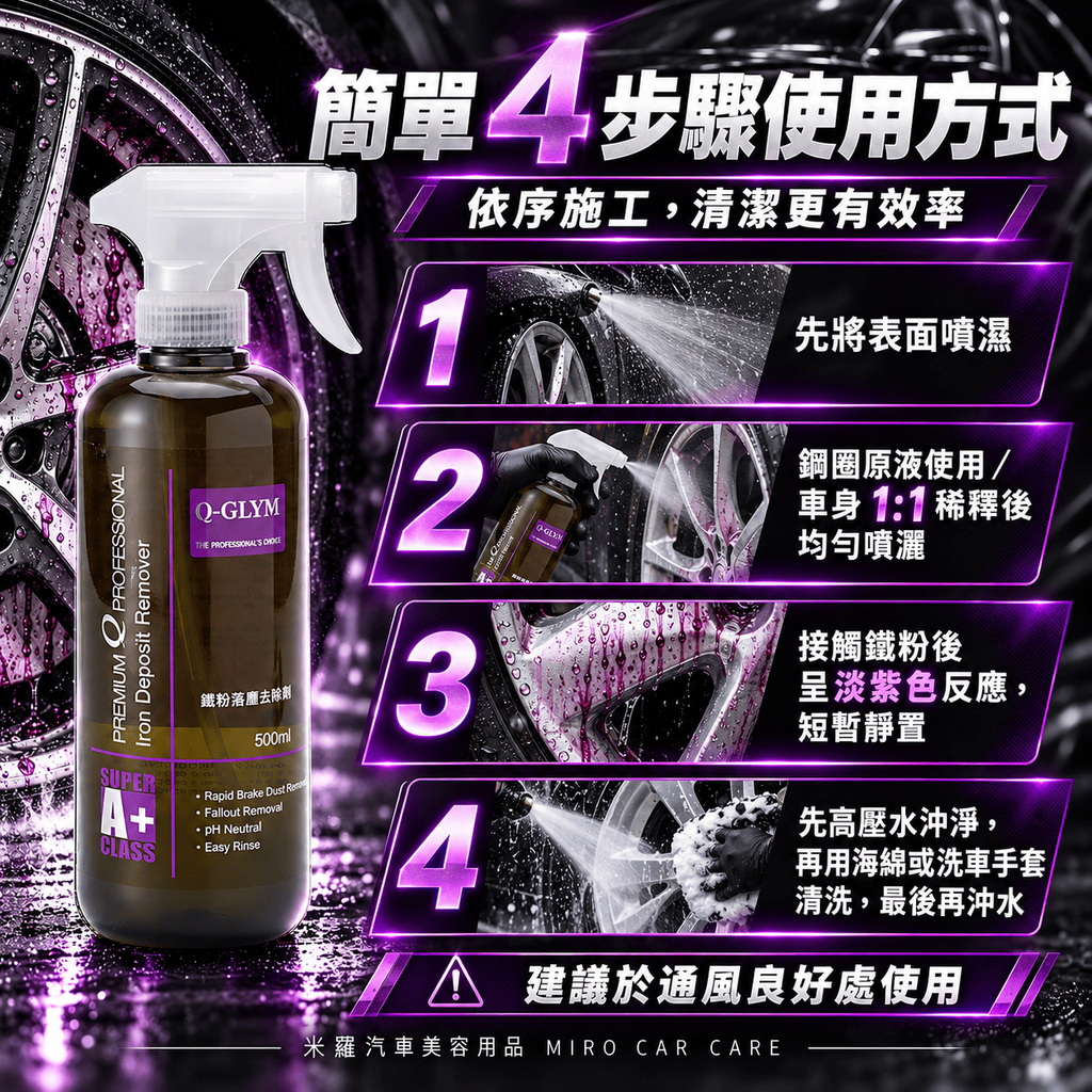 Q-GLYM 鐵粉去除劑 500ml_6簡單 4 步驟使用方式