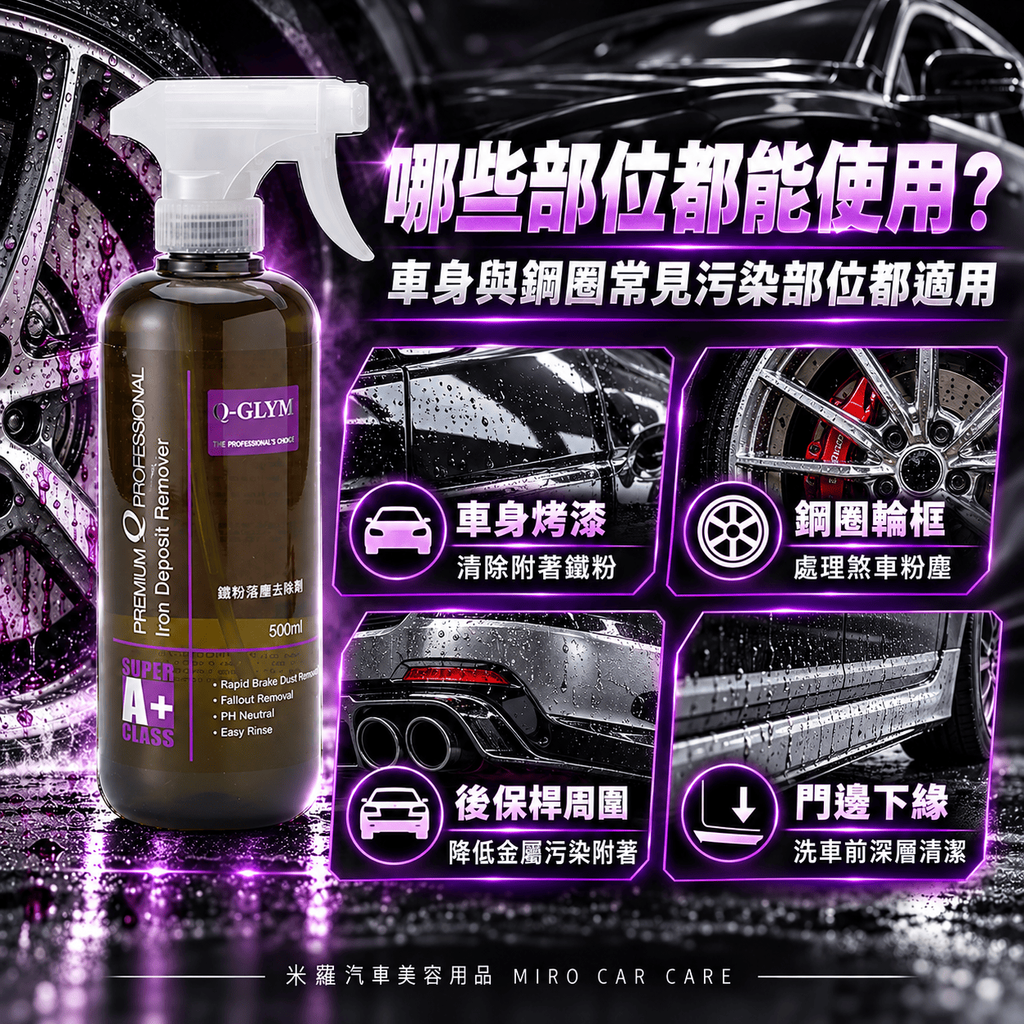 Q-GLYM 鐵粉去除劑 500ml_4哪些部位都能使用