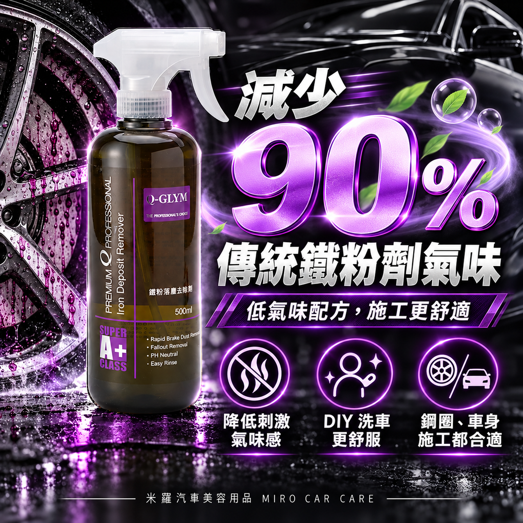Q-GLYM 鐵粉去除劑 500ml_7減少 90% 傳統鐵粉劑氣味
