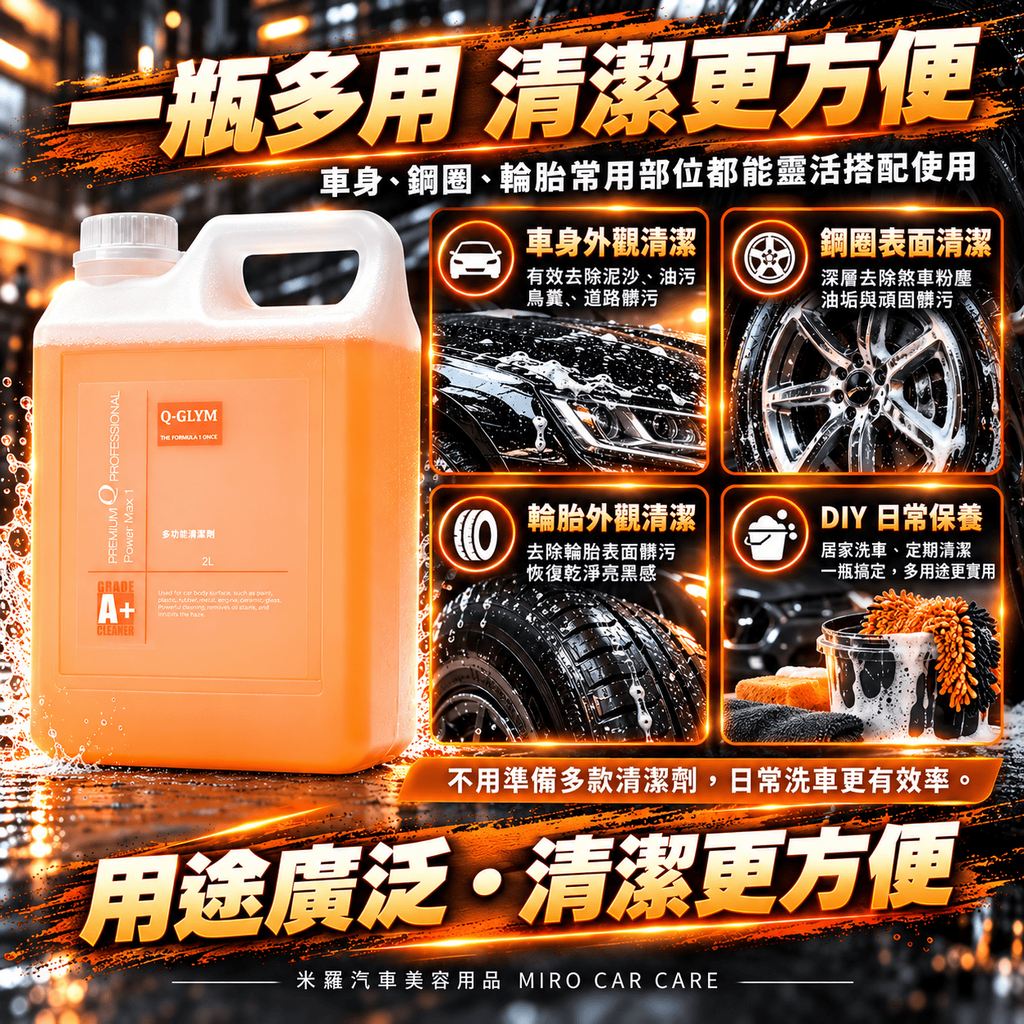 Q-GLYM 多功能清潔劑 2L_3一瓶多用・清潔更方便