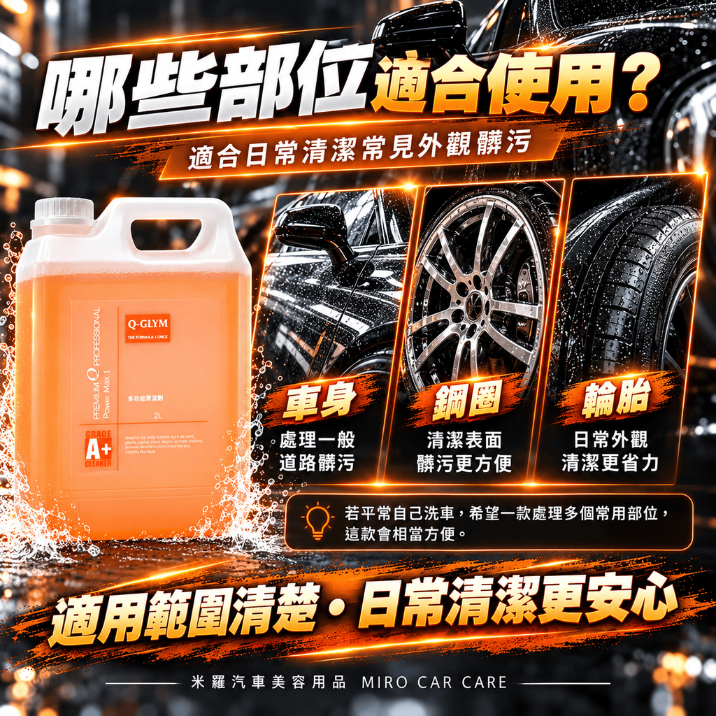 Q-GLYM 多功能清潔劑 2L_4哪些部位適合使用