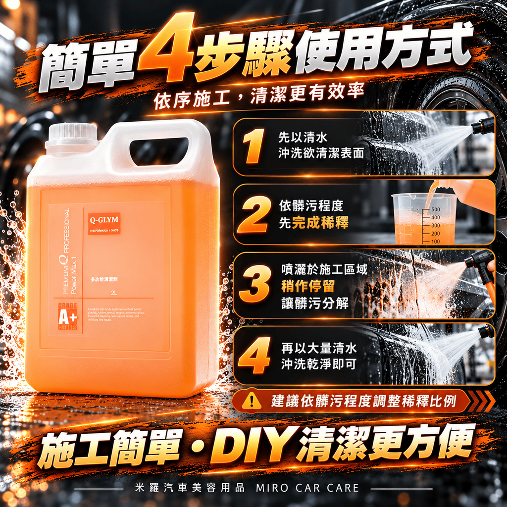 Q-GLYM 多功能清潔劑 2L_5簡單 4 步驟使用方式
