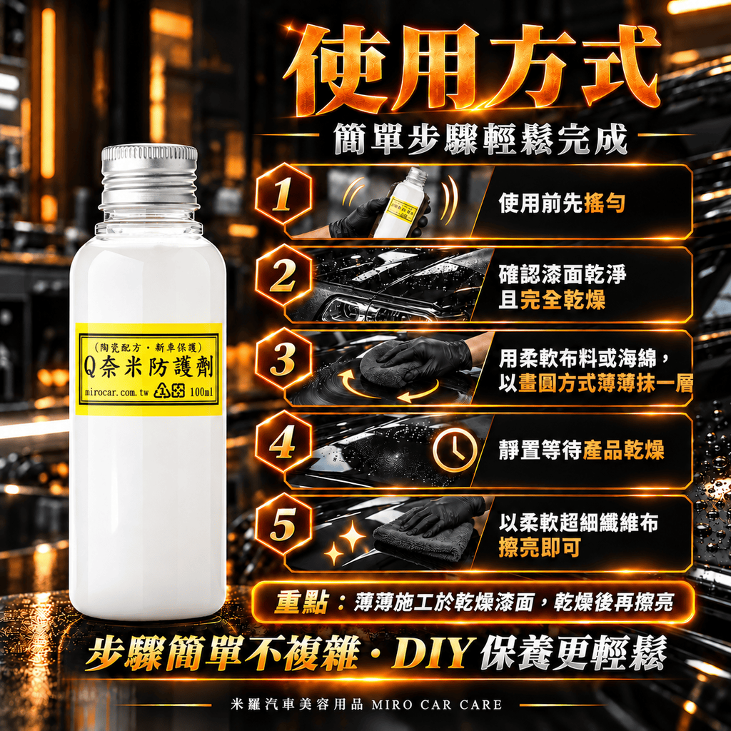 Q-GLYM Q奈米防護劑 100ml_7使用方式