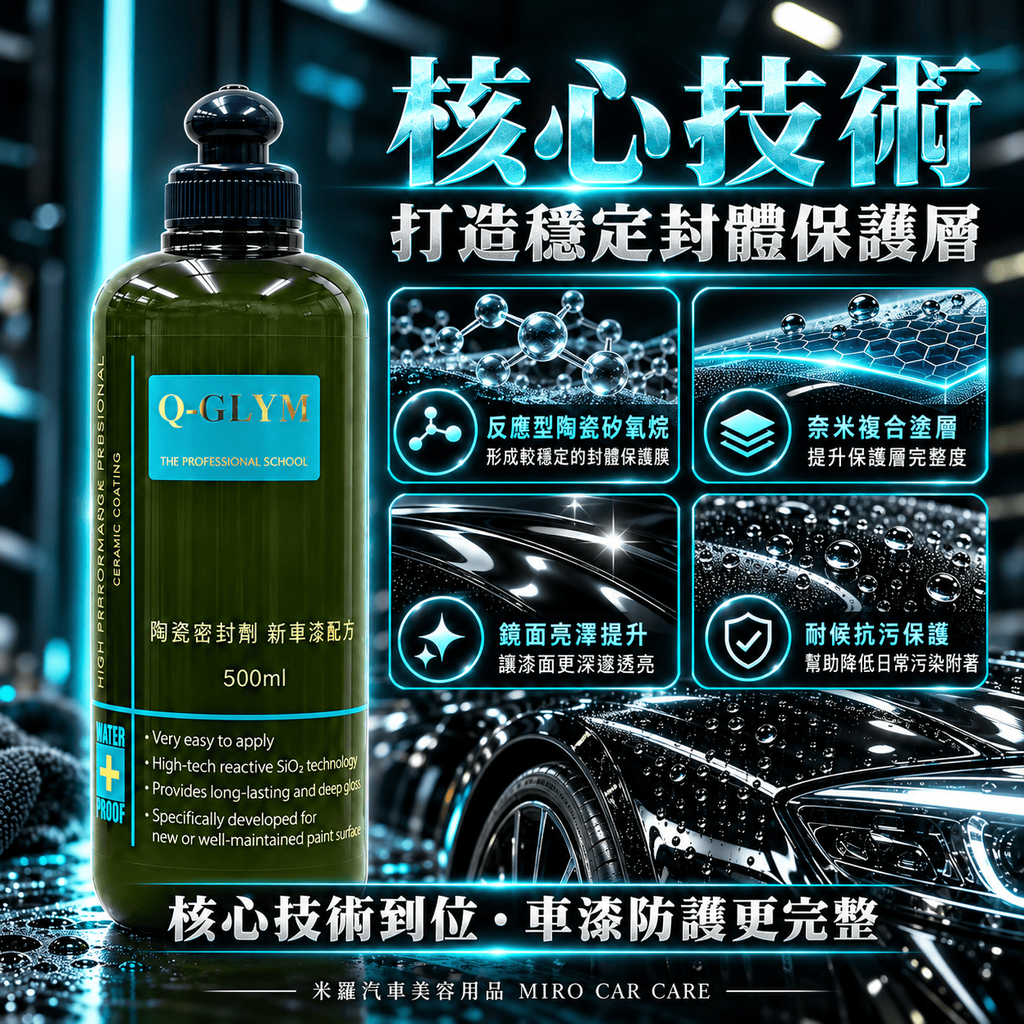 Q-GLYM 陶瓷密封劑 新車漆配方 500ml_4核心技術