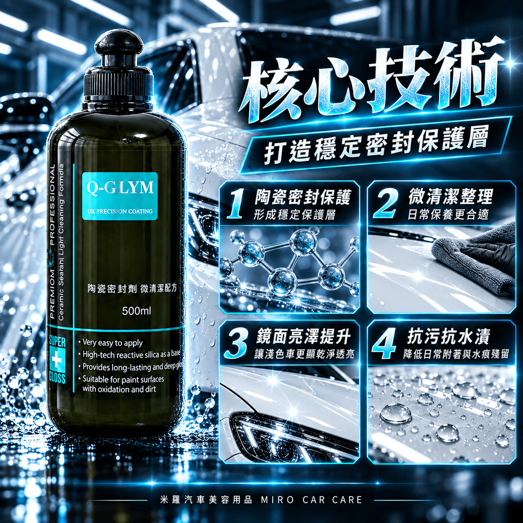 Q-GLYM 陶瓷密封劑 微清潔配方 500ml_4核心技術