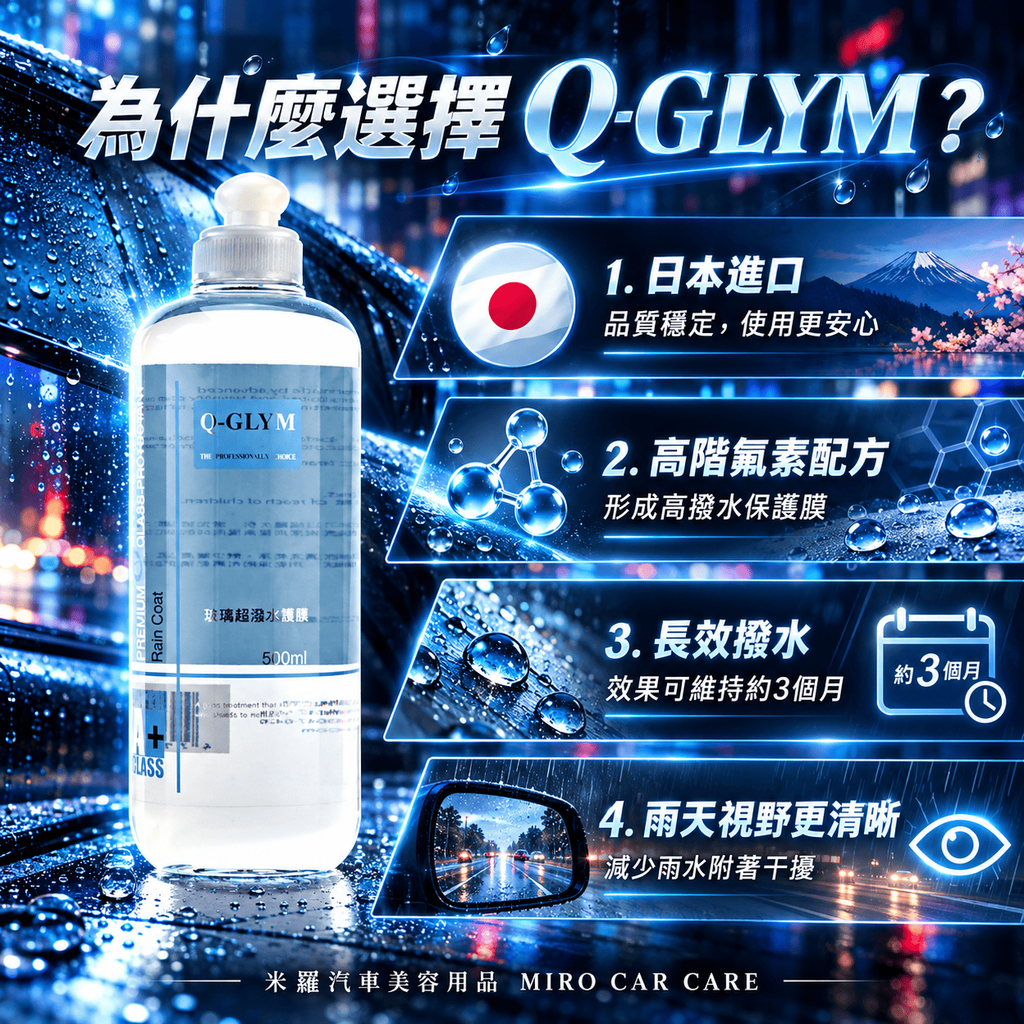 Q-GLYM 玻璃超潑水護膜 500ml_3為什麼選擇Q-GLYM