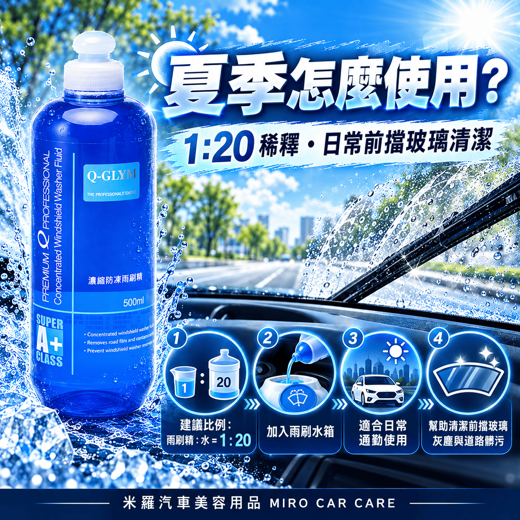 Q-GLYM 濃縮防凍雨刷精 500ml_4夏季怎麼使用