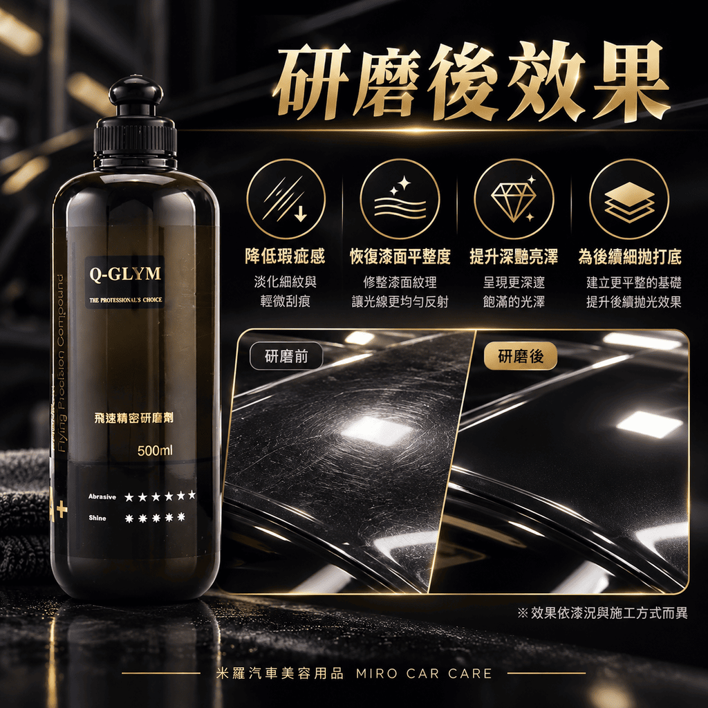 Q-GLYM 飛速精密研磨劑 500ml_7研磨後效果