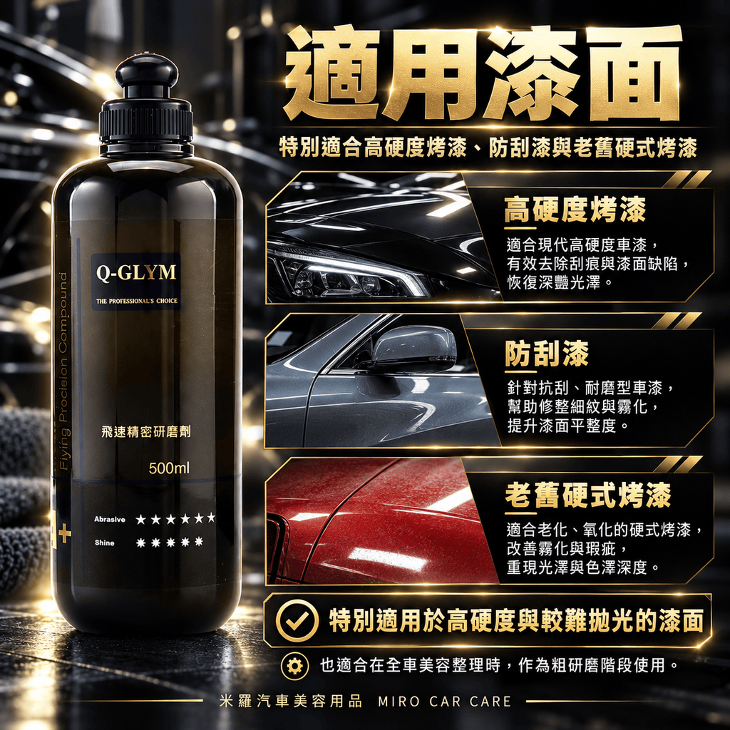 Q-GLYM 飛速精密研磨劑 500ml_4適用漆面