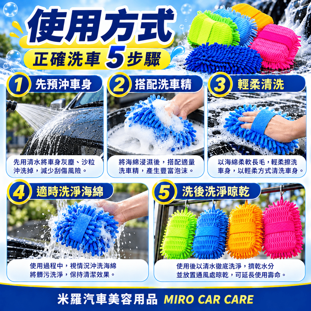 雪尼爾洗車海綿 25x15cm_6使用方式