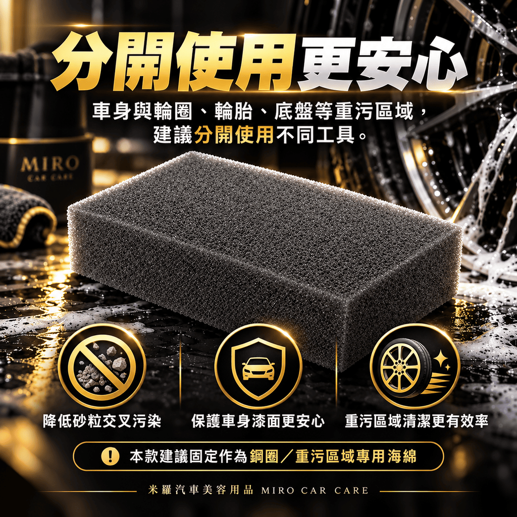 洗鋼圈專用海綿 20x12.5x5cm_6分開使用更安心