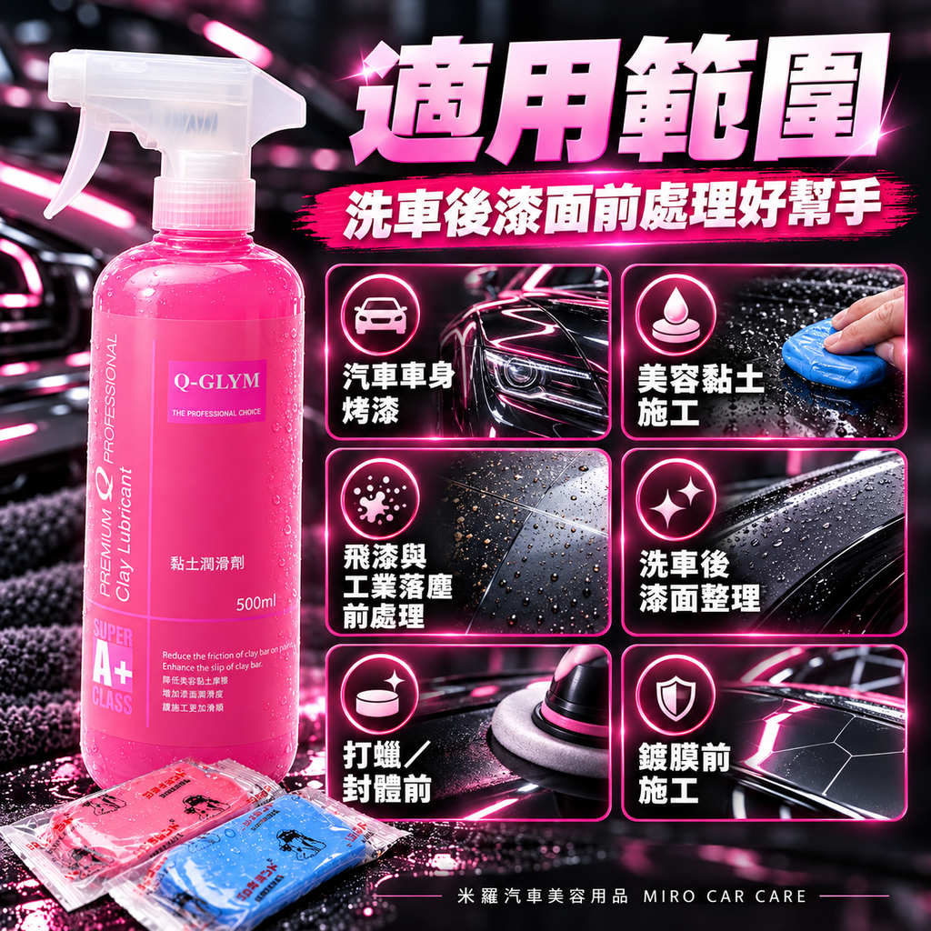 Q-GLYM 黏土潤滑劑 500ml_6適用範圍