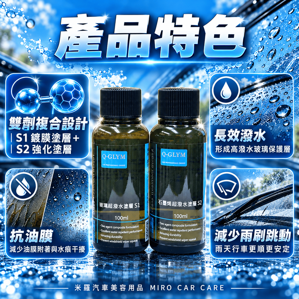 Q-GLYM 雙劑玻璃鍍膜 S1+S2_3產品特色