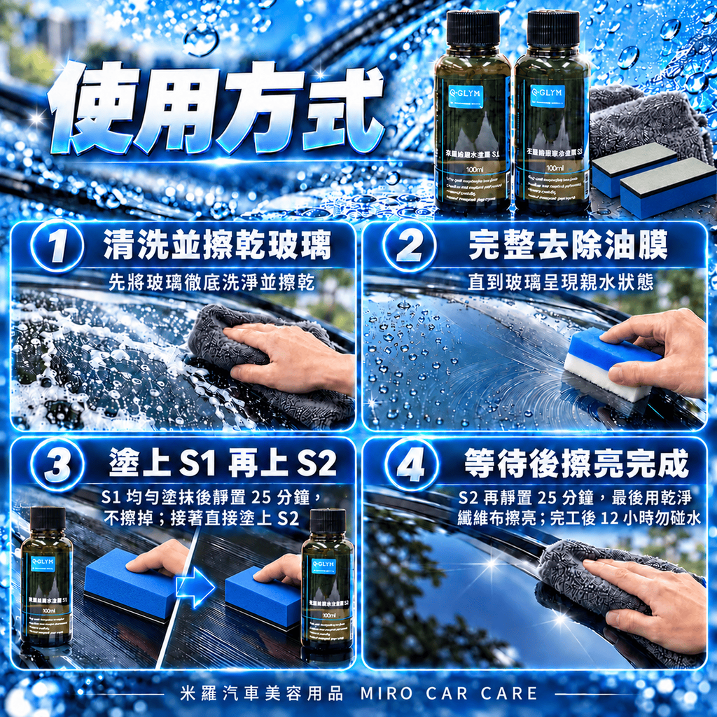 Q-GLYM 雙劑玻璃鍍膜 S1+S2_7使用方式