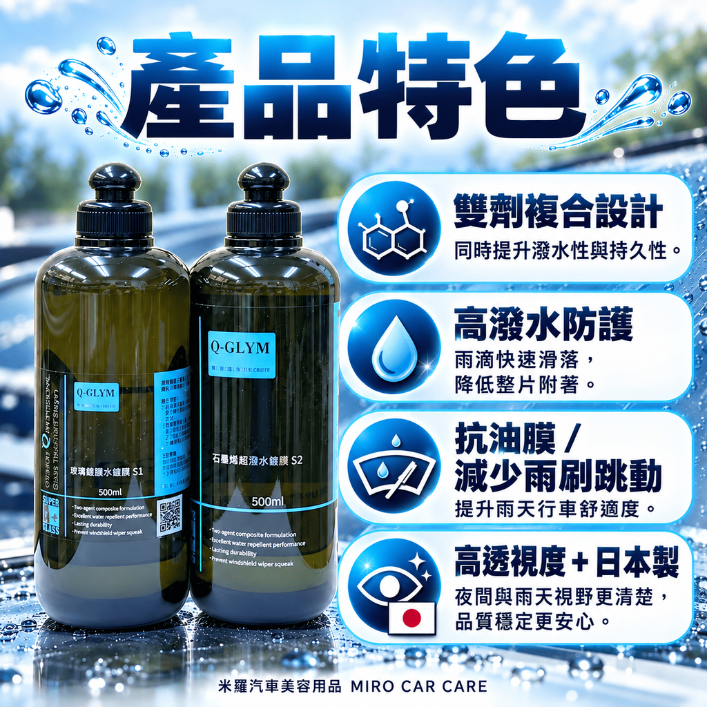 Q-GLYM 雙劑玻璃鍍膜 S1+S2_3產品特色
