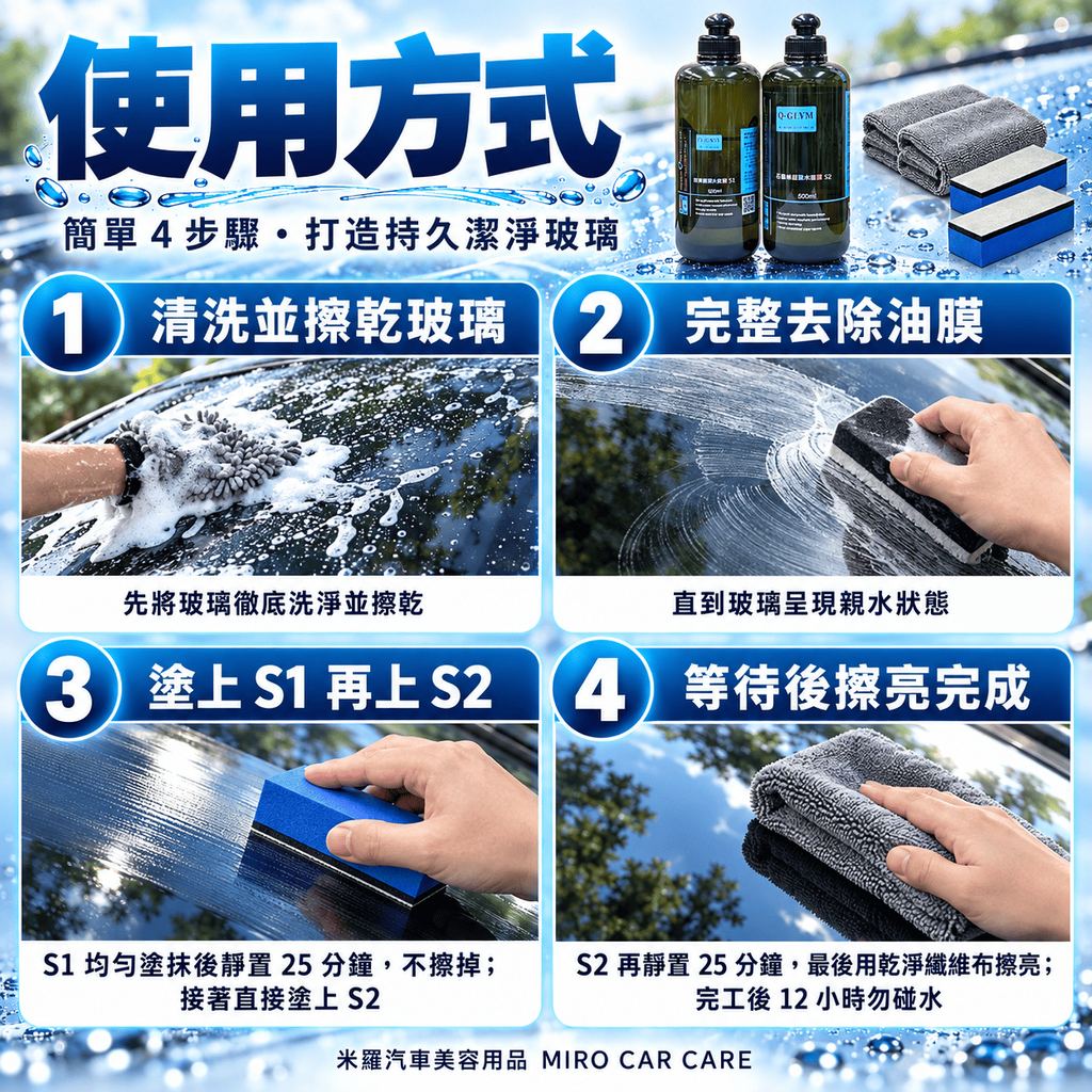Q-GLYM 雙劑玻璃鍍膜 S1+S2_7使用方式
