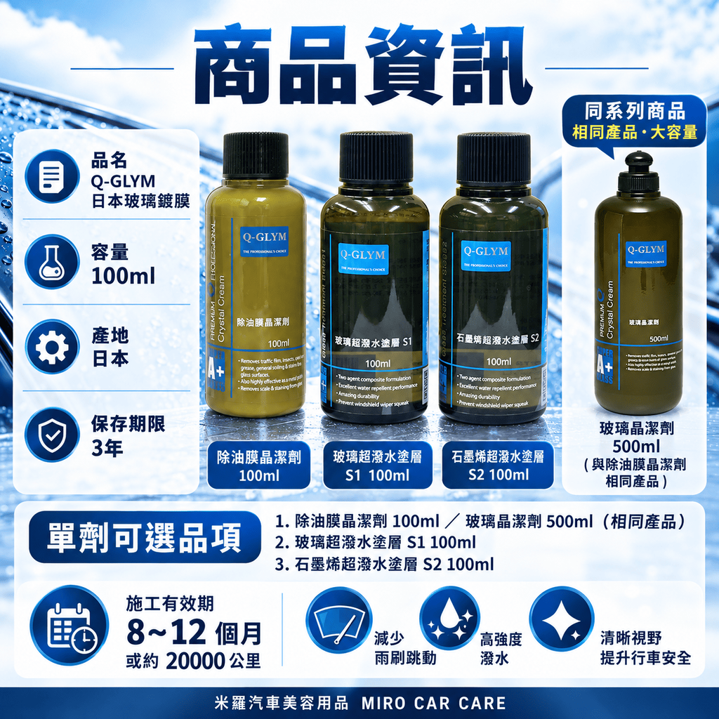 Q-GLYM 日本玻璃鍍膜 100ml_2商品資訊