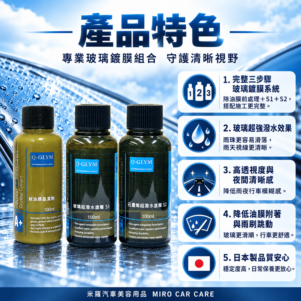 Q-GLYM 日本玻璃鍍膜 100ml_3產品特色