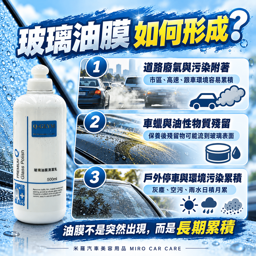 Q-GLYM 玻璃油膜清潔乳劑 500ml_4玻璃油膜如何形成