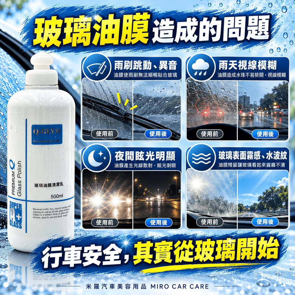 Q-GLYM 玻璃油膜清潔乳劑 500ml_5玻璃油膜造成的問題