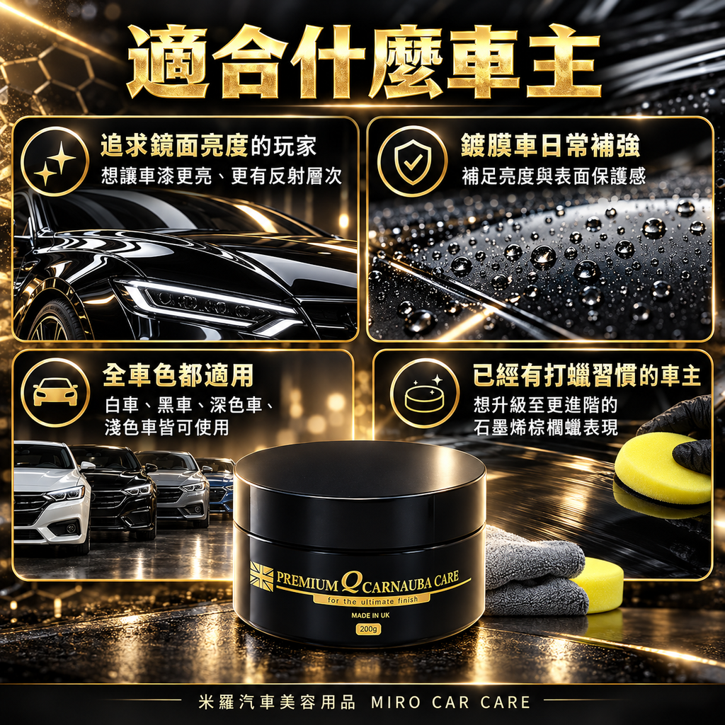 Q-GLYM 石墨烯 T1 棕櫚蠟 200g_6適合什麼車主