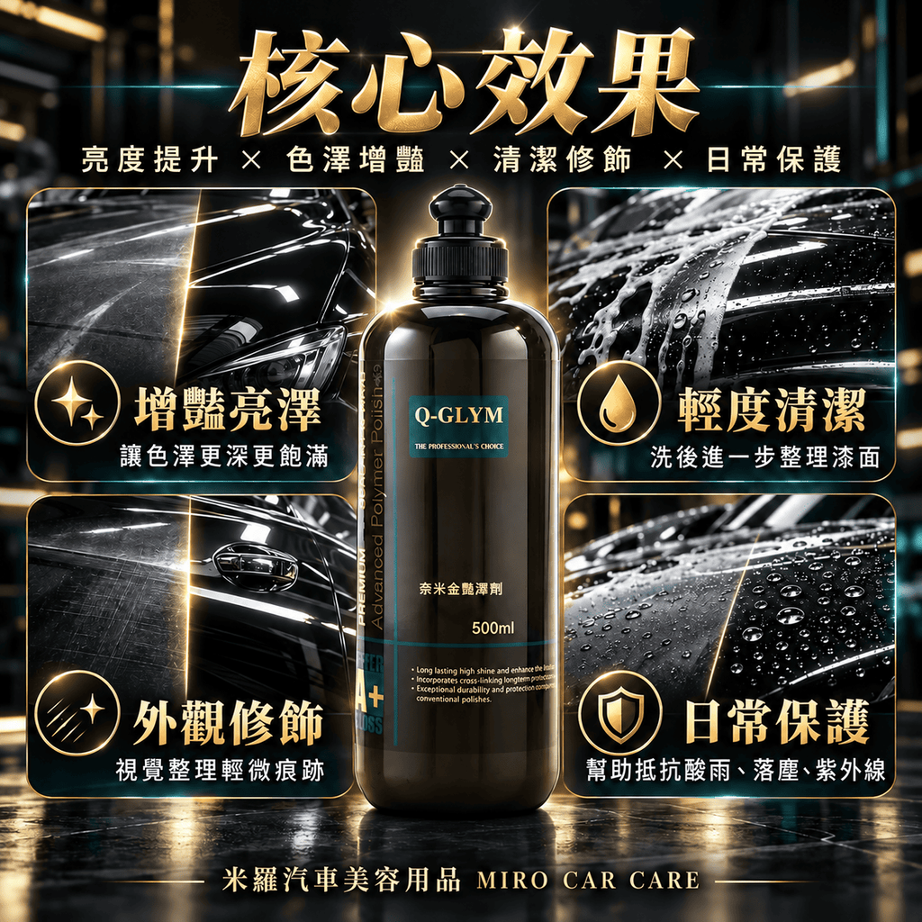 Q-GLYM 奈米金艷澤劑 500ml_4核心效果