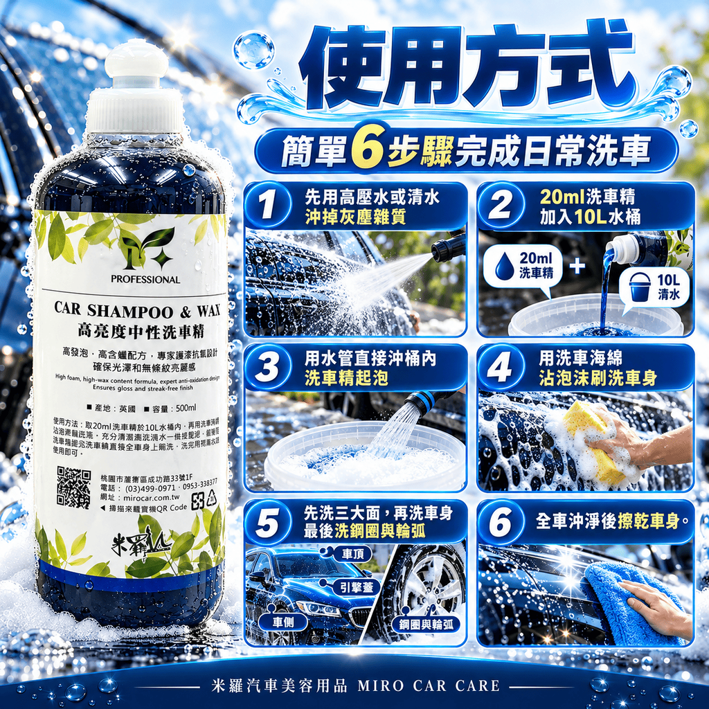高亮度中性洗車精 500ml_7使用方式
