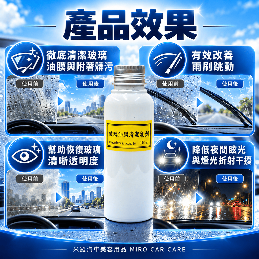 Q-GLYM 玻璃油膜清潔乳劑 100ml_3產品效果