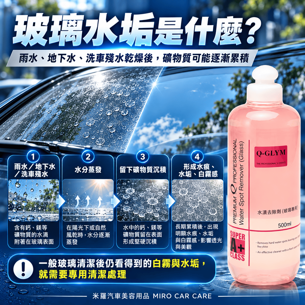 Q-GLYM 玻璃水漬去除劑 500ml_4玻璃水垢是什麼