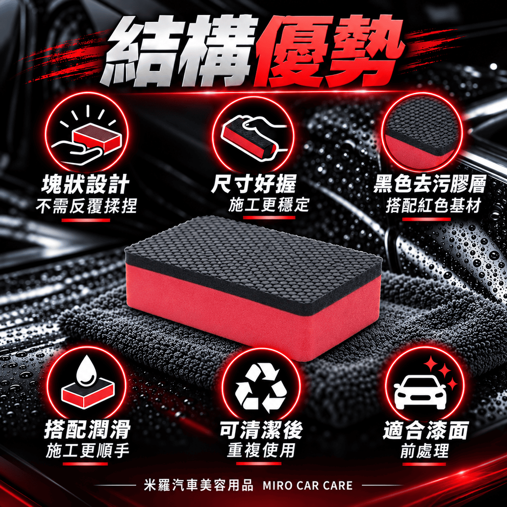 汽車漆面去污魔泥擦 9x5.5x2.5cm_4結構優勢