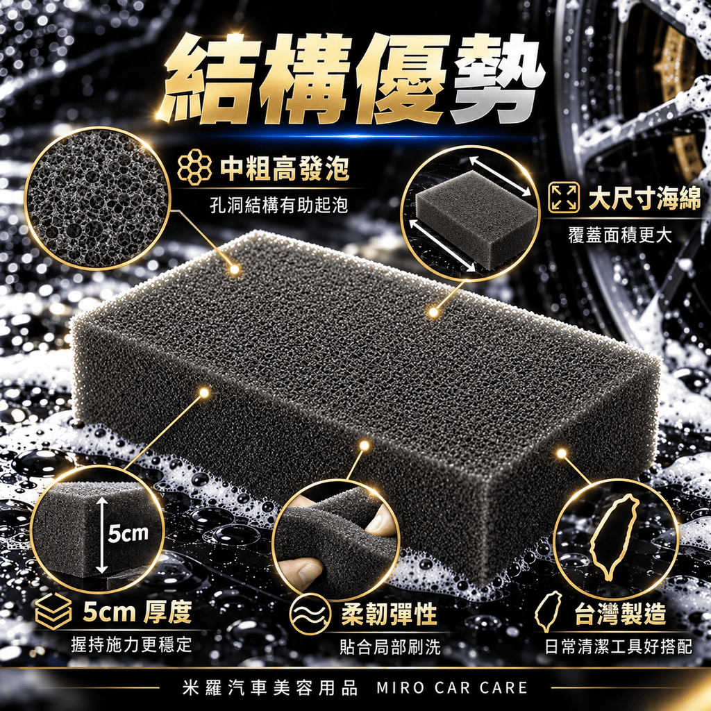 洗鋼圈專用海綿 20x12.5x5cm_5結構優勢