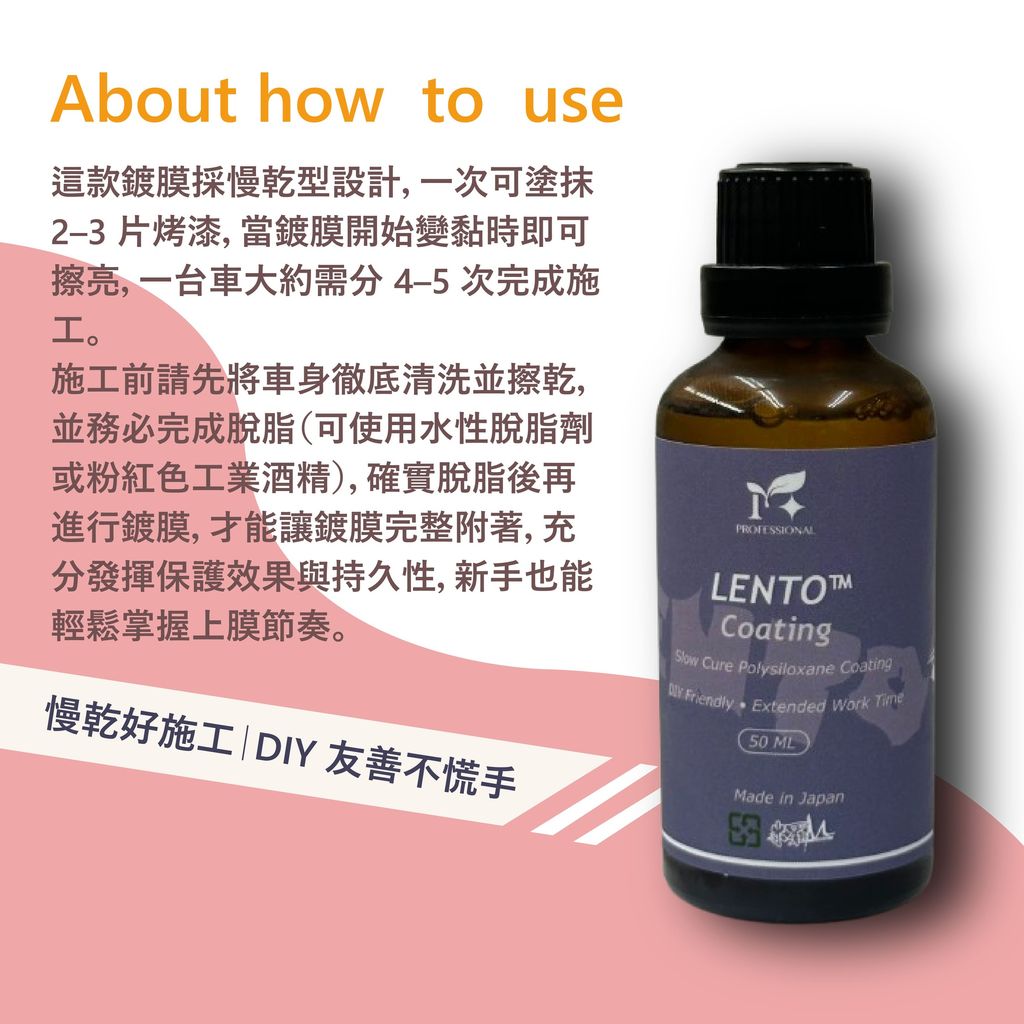 LENTO™ Coating(慢乾鍍膜操作方式)