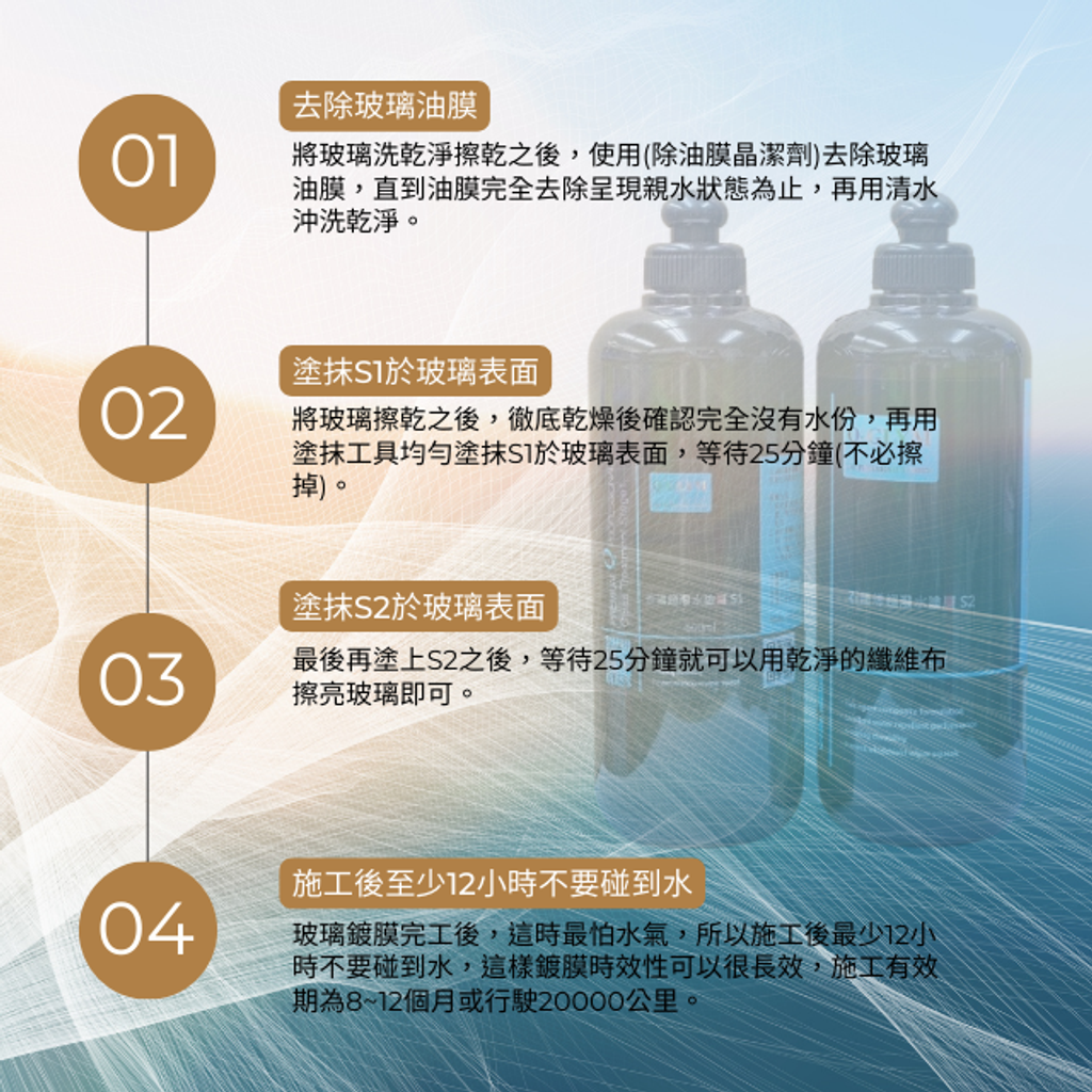 雙劑玻璃鍍膜S1S2-操作方法