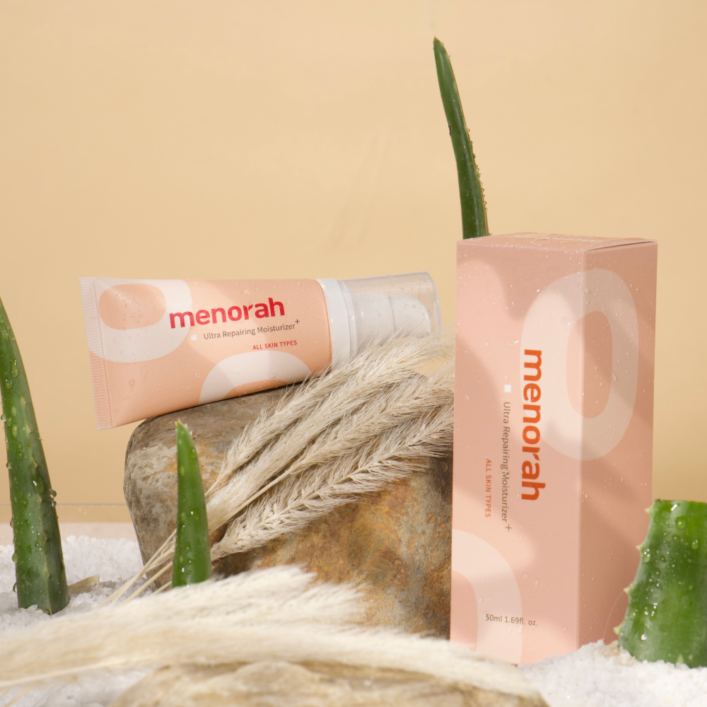 menorah Ultra Repairing Moisturizer+ tube, clean studio shot