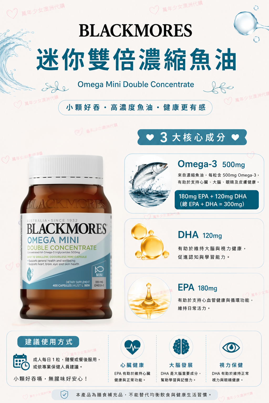 Blackmores迷你魚油加強版膠囊無腥味400粒(新包装)-2