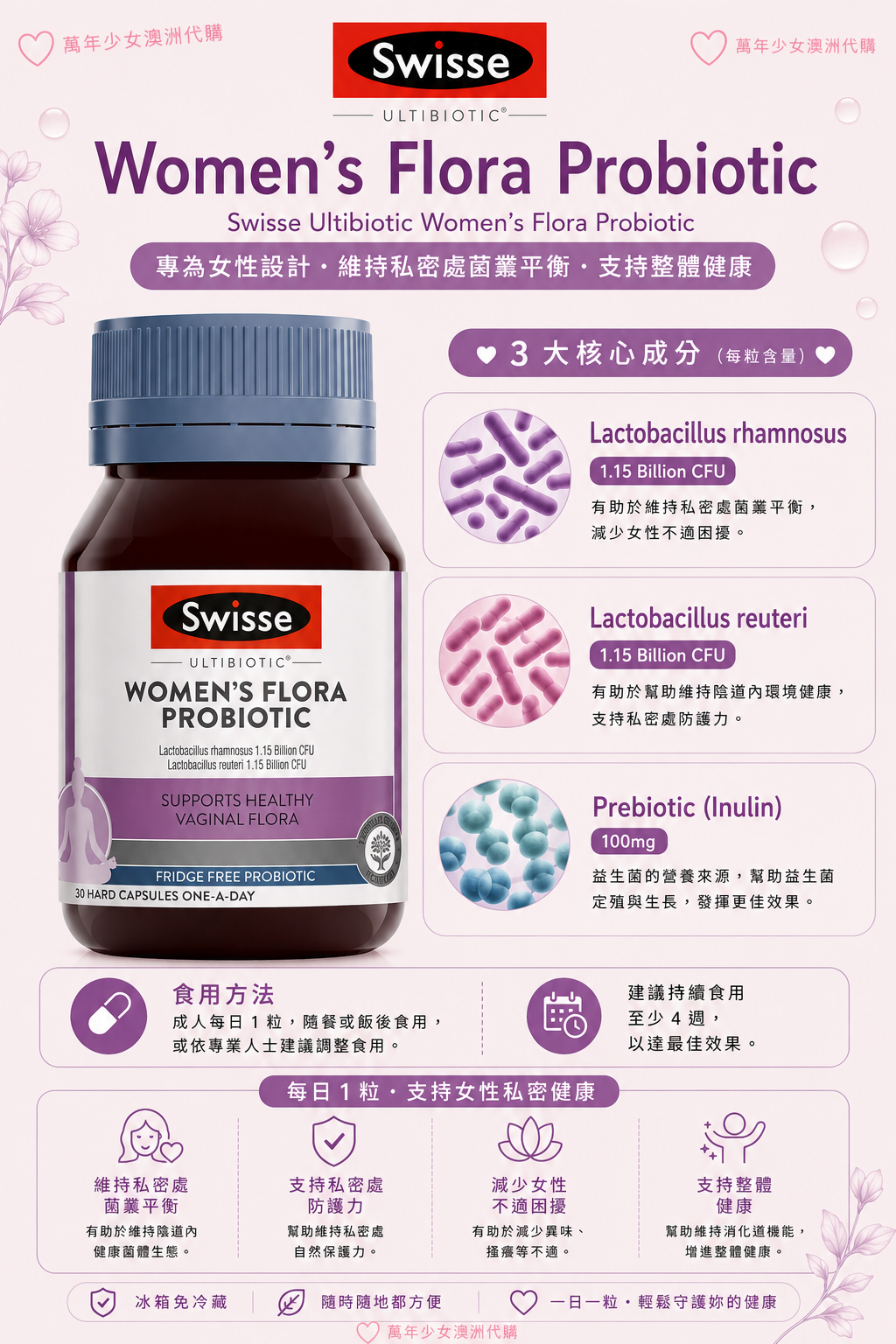 Swisse Ultibiotic Womens Flora Probiotic 30 Capsules-4