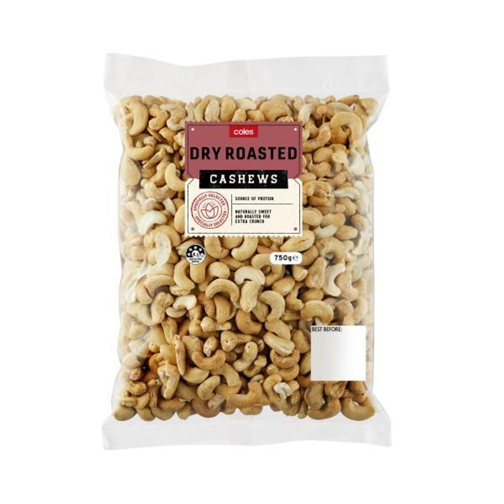 Coles Dry Roasted Cashews - 750g