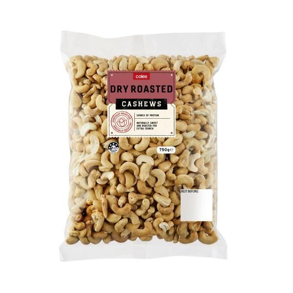 Coles Dry Roasted Cashews - 750g