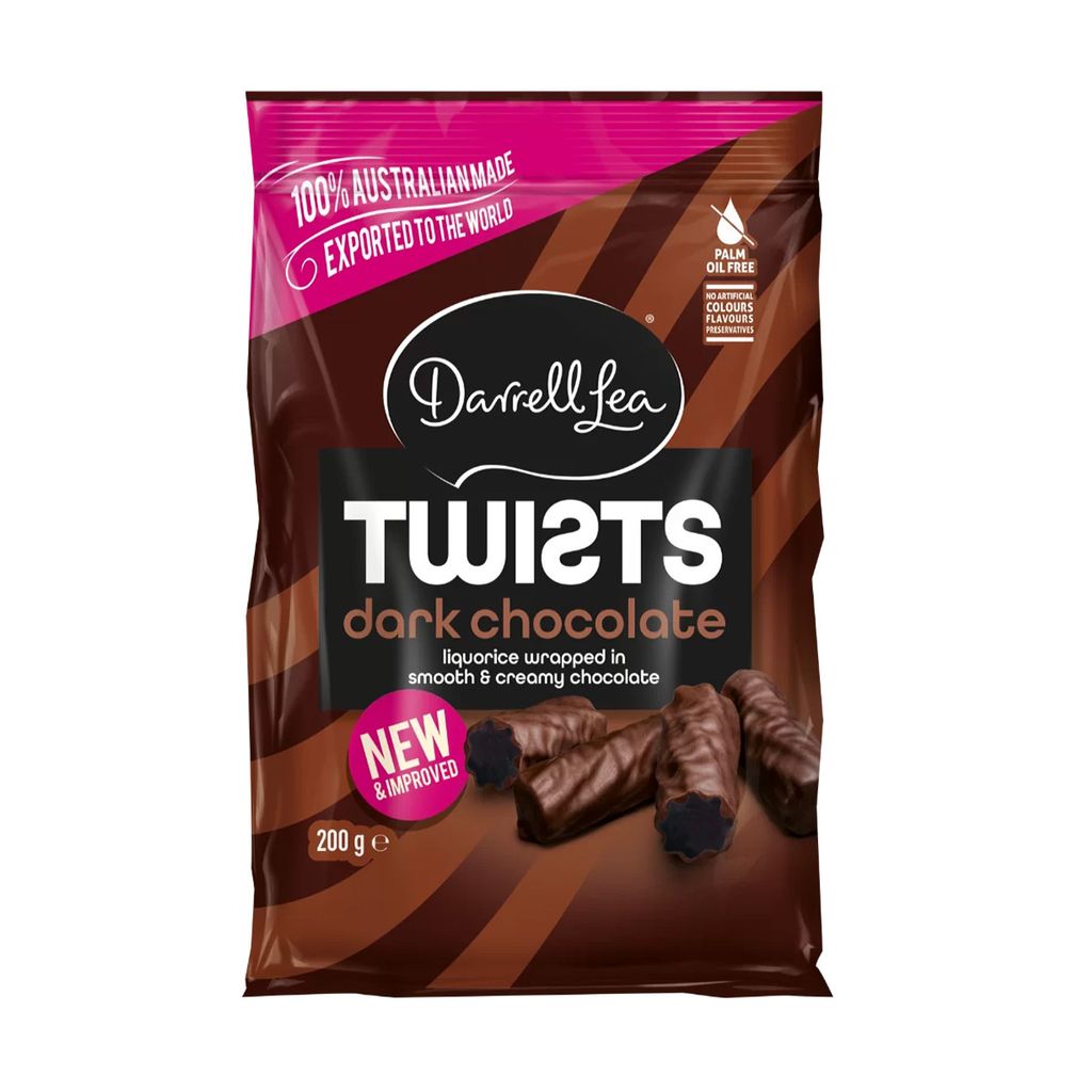 Twists Dark Chocolate Liquorice 200g