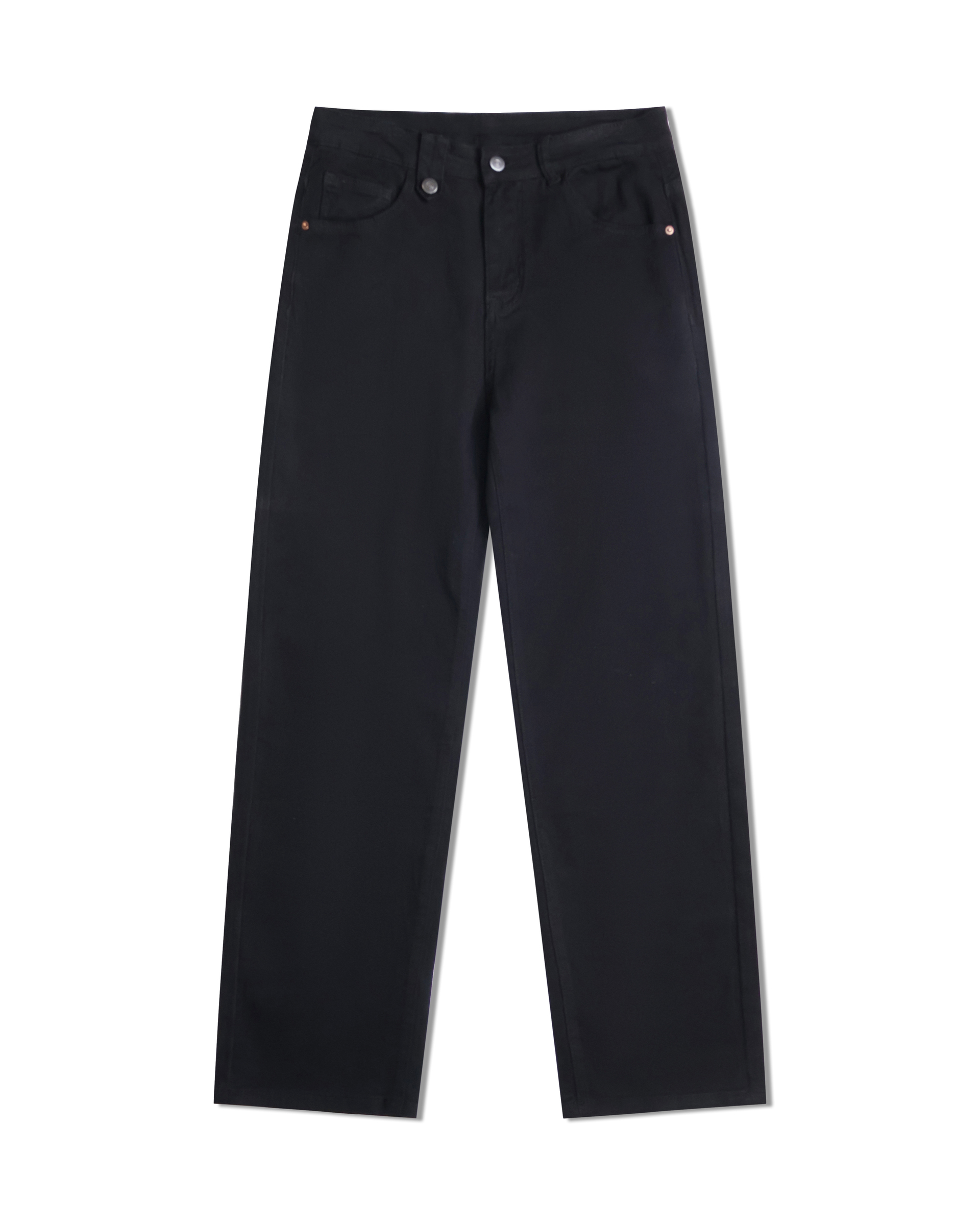 IMG_1255塗鴉皮標 素面直筒單寧長褲