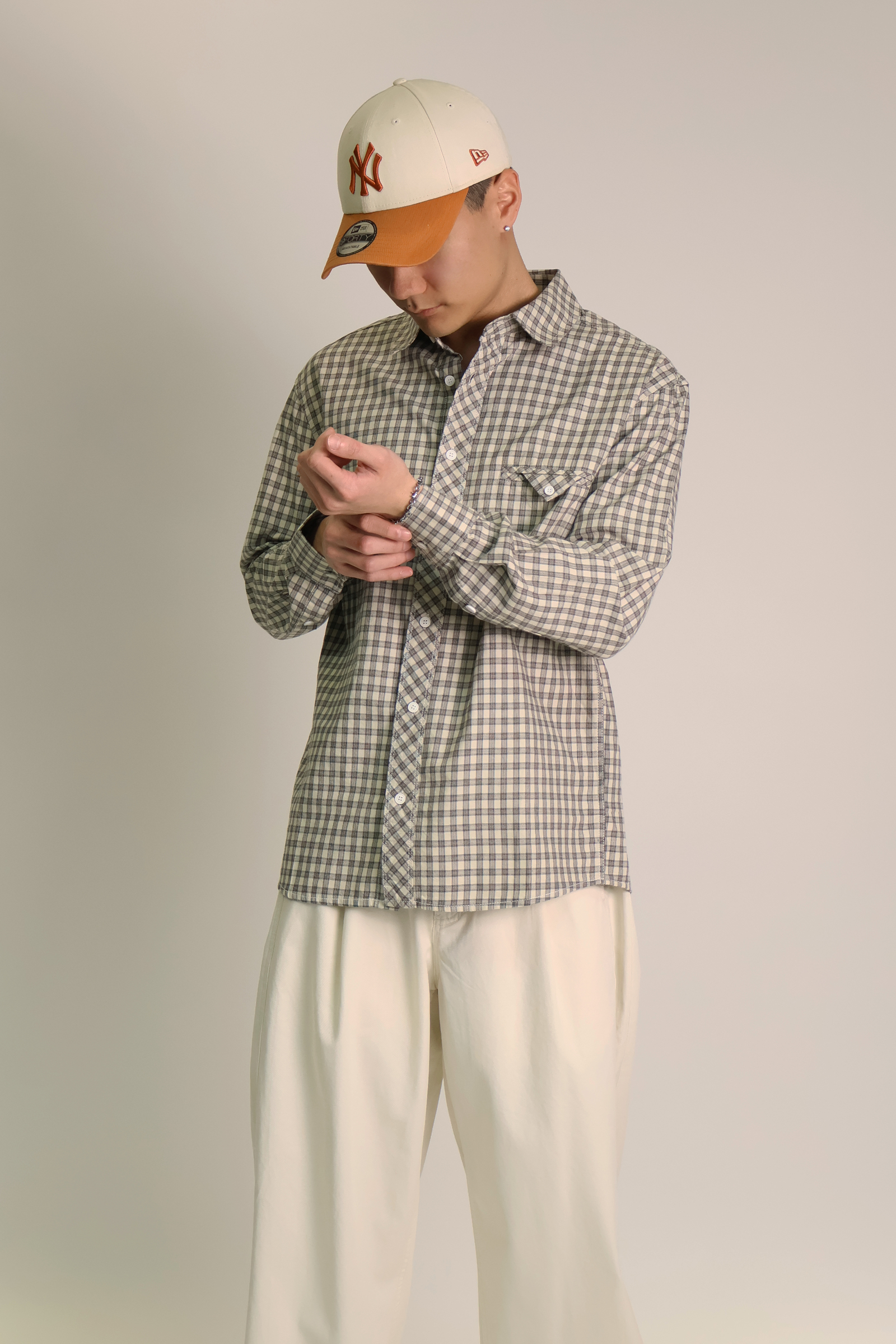 IMG_1671泰迪格紋 棉質長袖襯衫