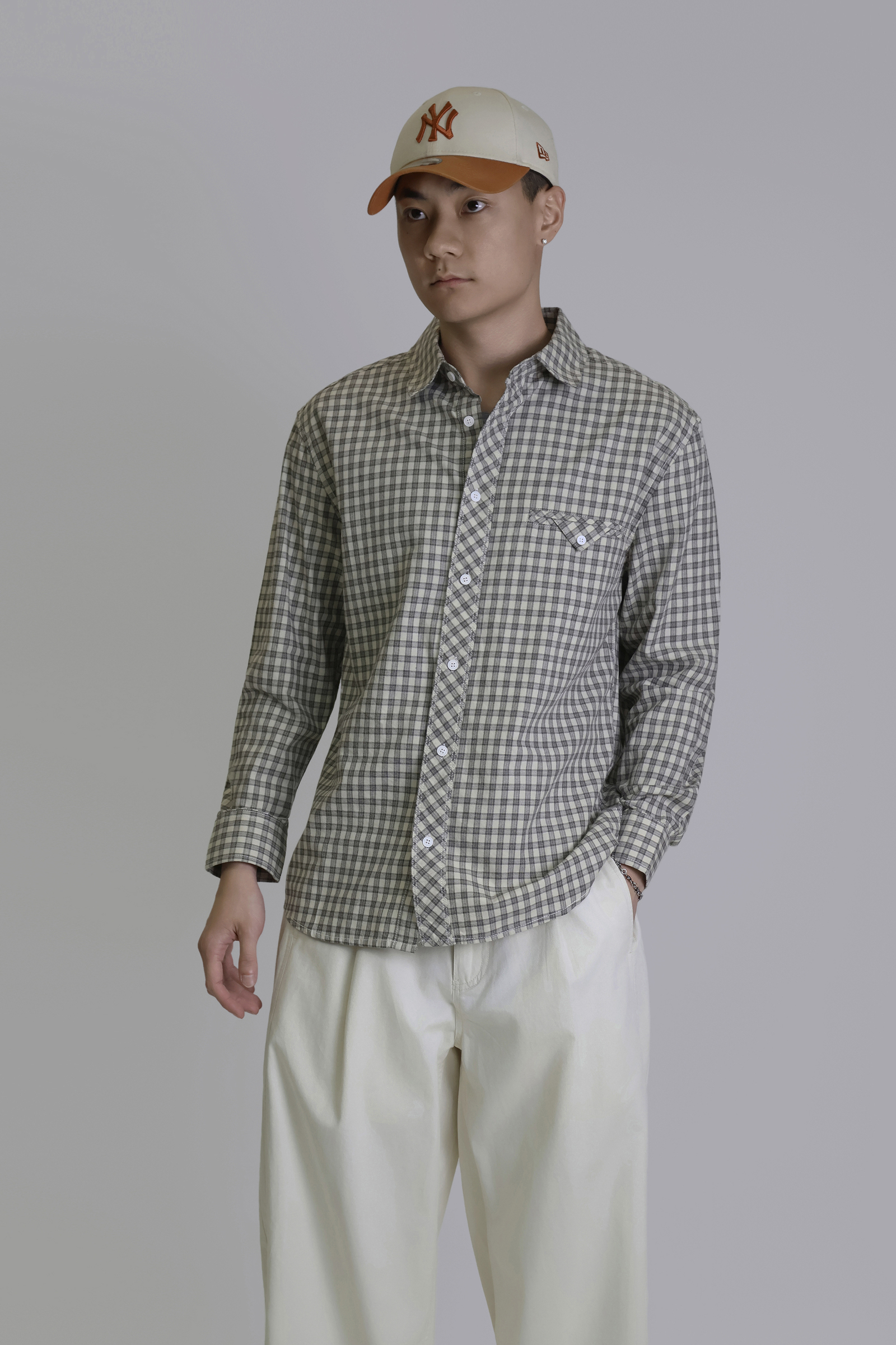 IMG_1676泰迪格紋 棉質長袖襯衫