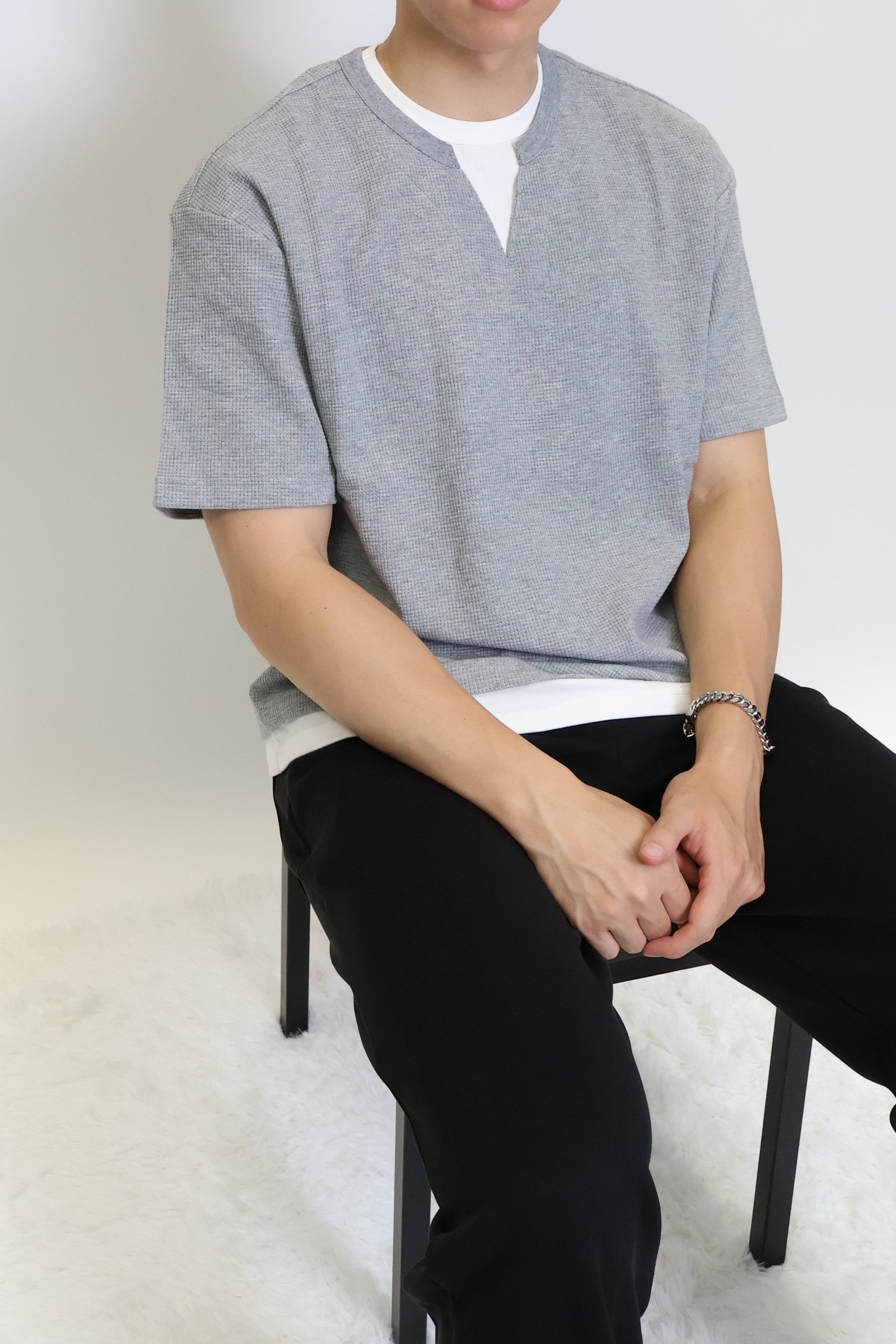 IMG_2058偽兩件式 雙色寬版短Ｔ