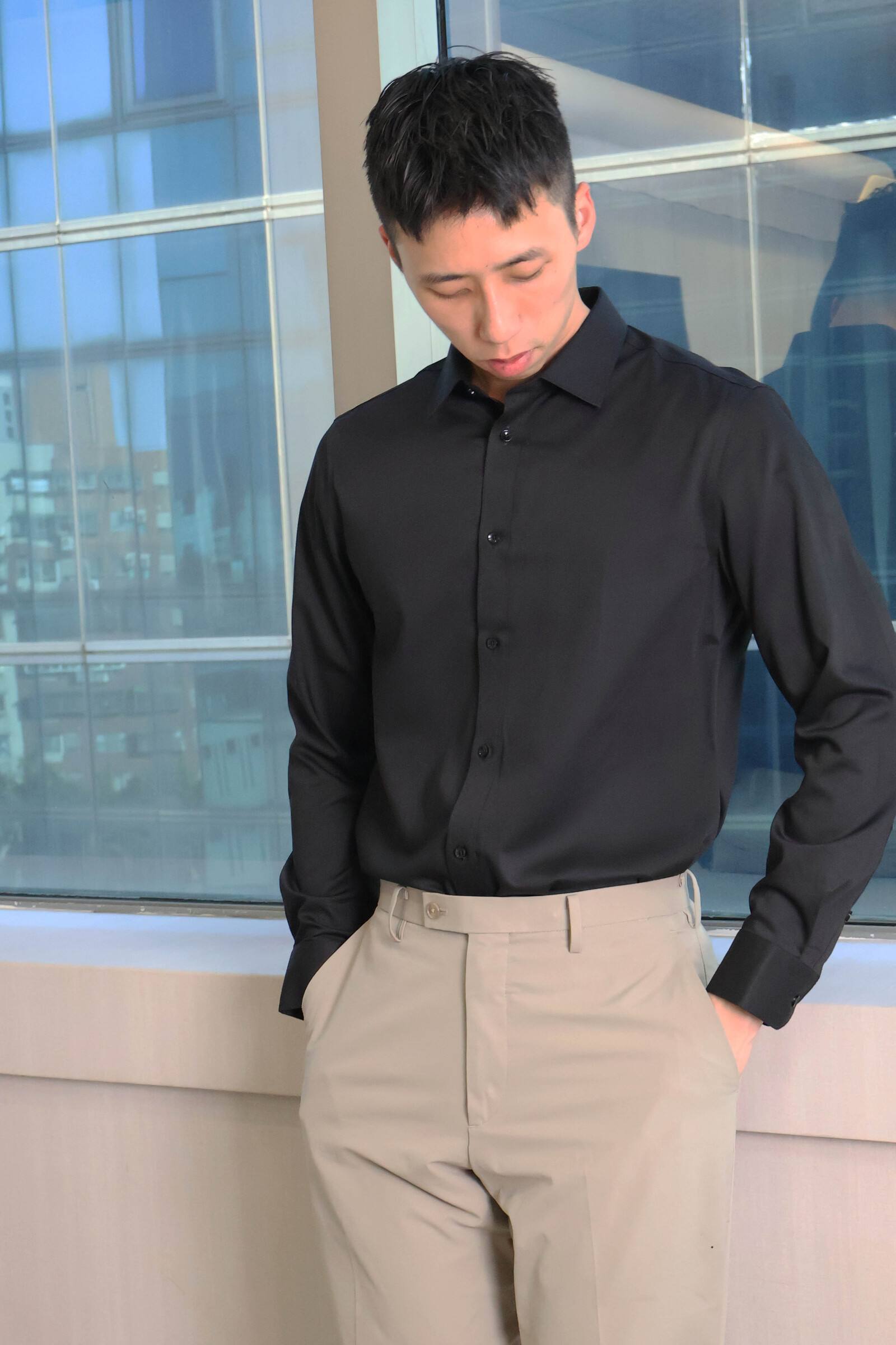 IMG_2818抗皺舒適 素面商務 長袖襯衫 No2.