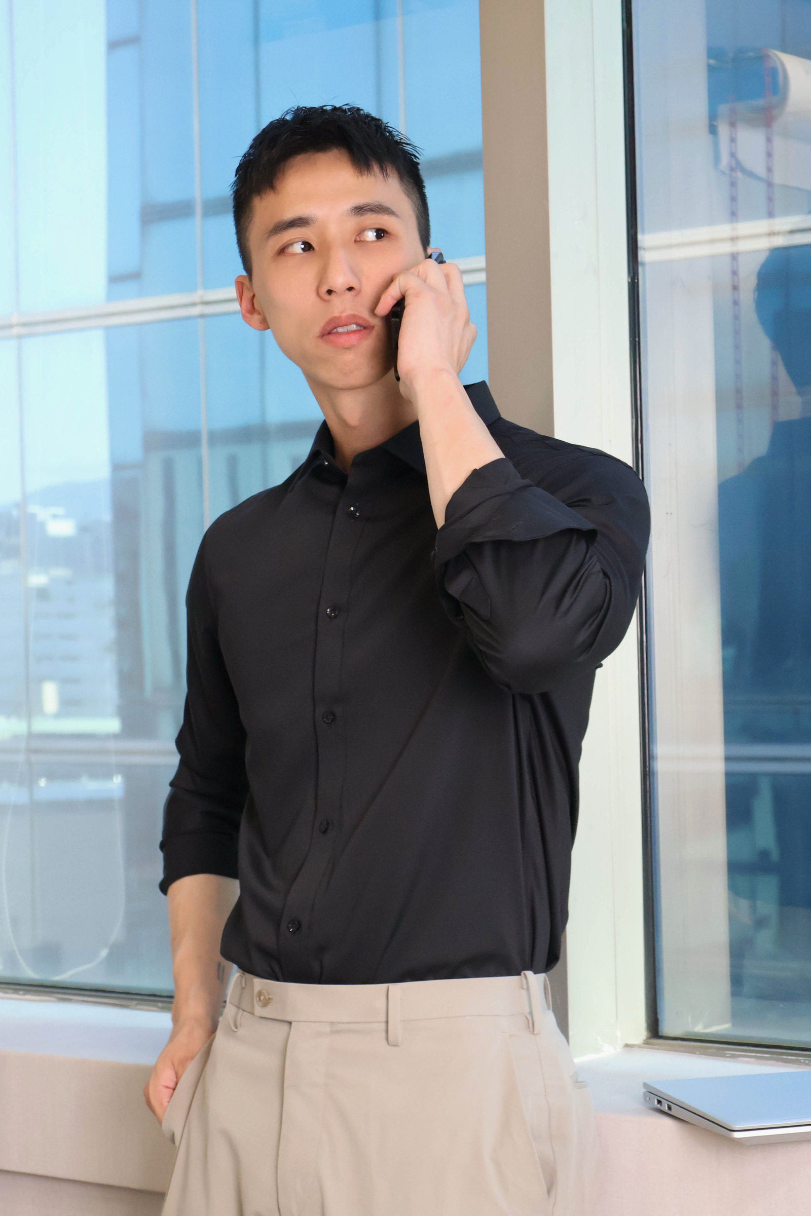 IMG_2358抗皺舒適 素面商務 長袖襯衫