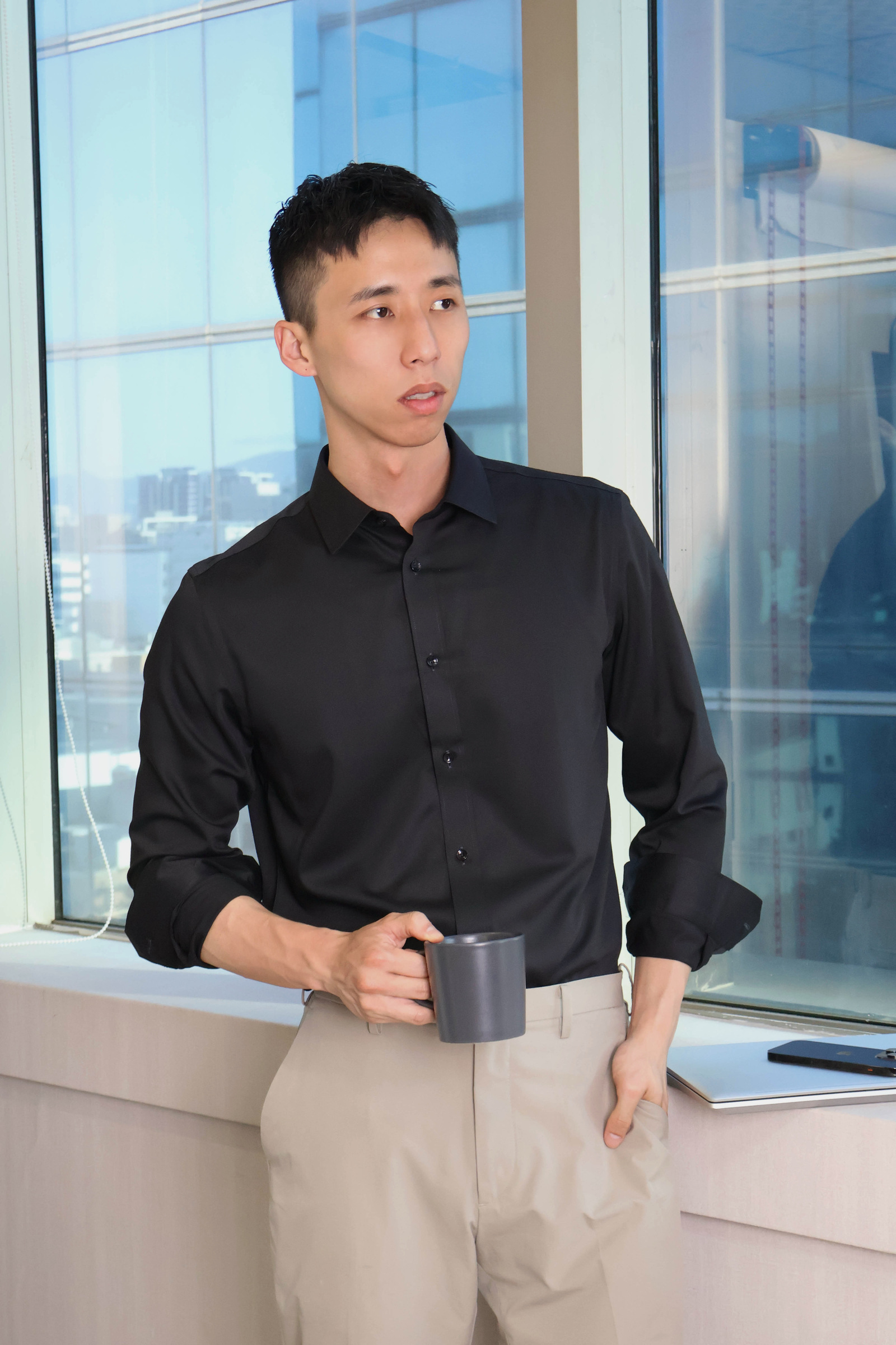 IMG_2362抗皺舒適 素面商務 長袖襯衫