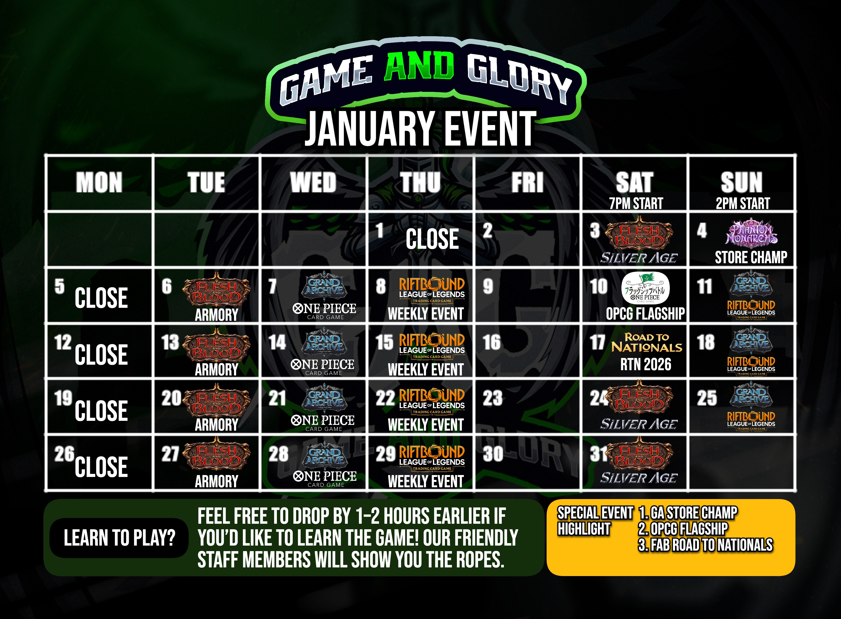 december event schedule 