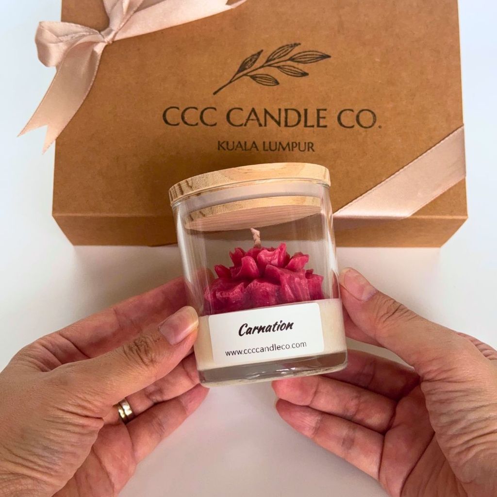 Carnation embedded candle scented handmade ccccandleco 3